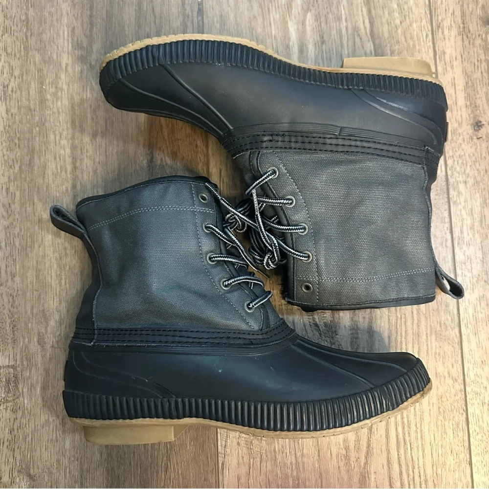 Tommy‎ Hilfiger Men’s Collins Duck Boots, Waterproof, Dark Gray, Black, Size 11